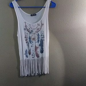 About A Girl fringed rayon tank top, dreamcatcher